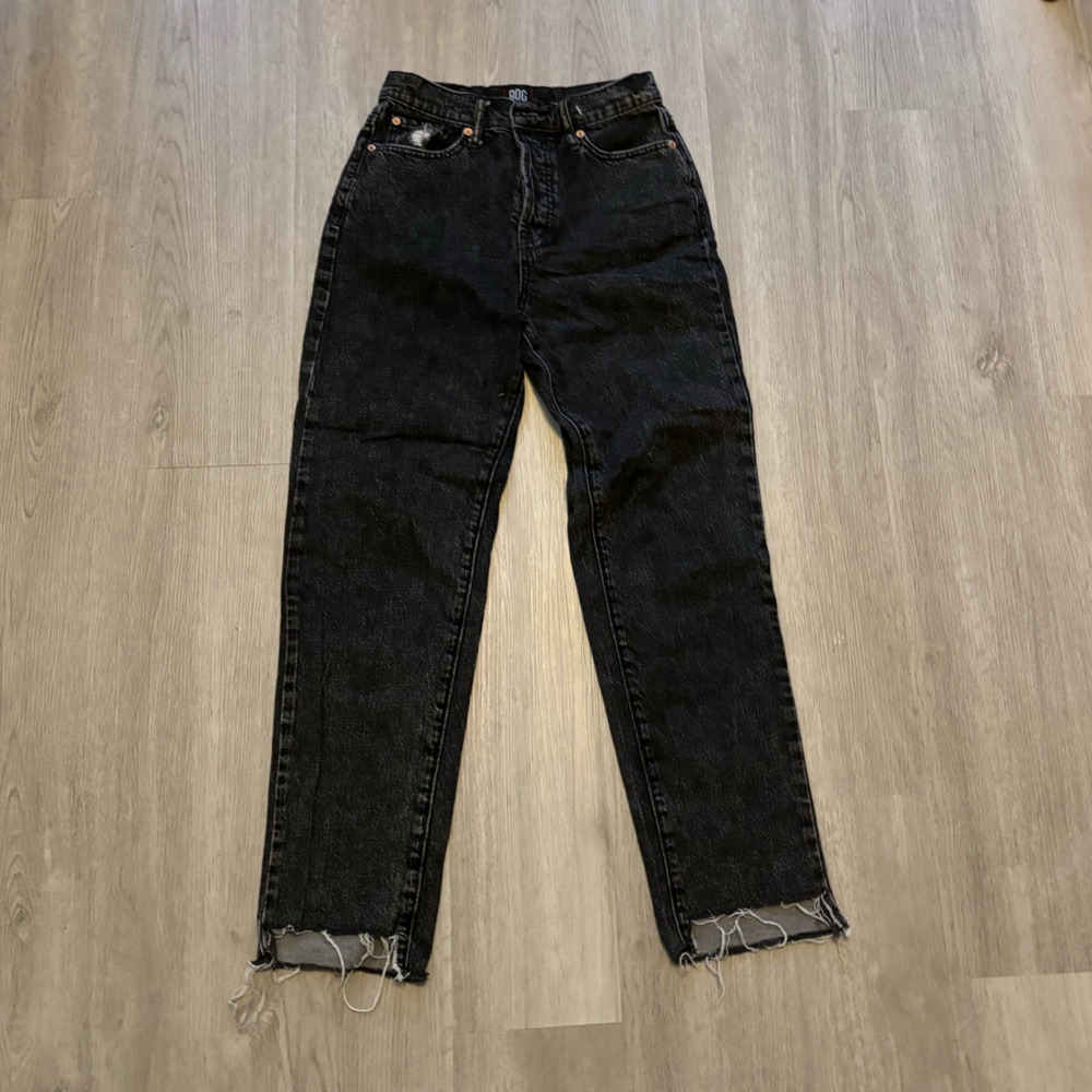 Urban Outfitters Black Straight Leg Raw Hem Jean
